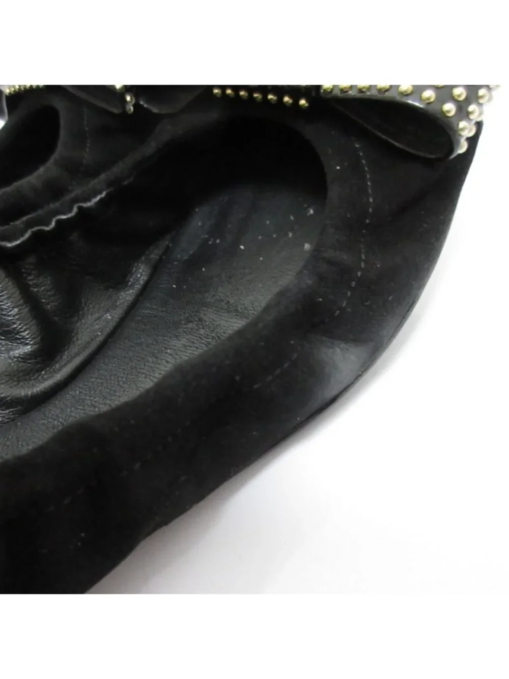 Louis Vuitton Ribbon Motif Suede Leather Ballet Shoes Flat Pumps Black